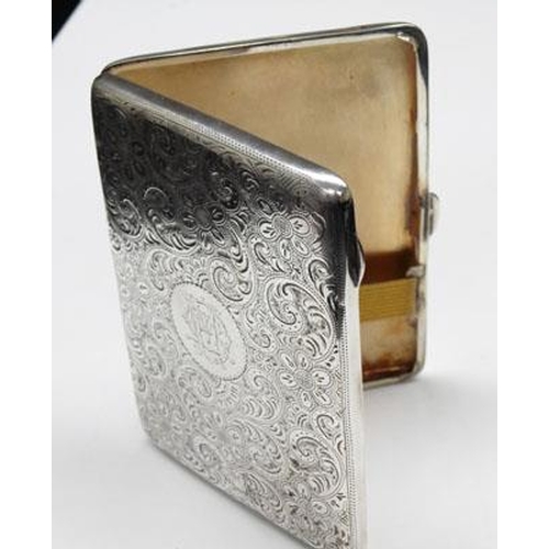 196 - Solid silver cigarette case - Birmingham Hallmark