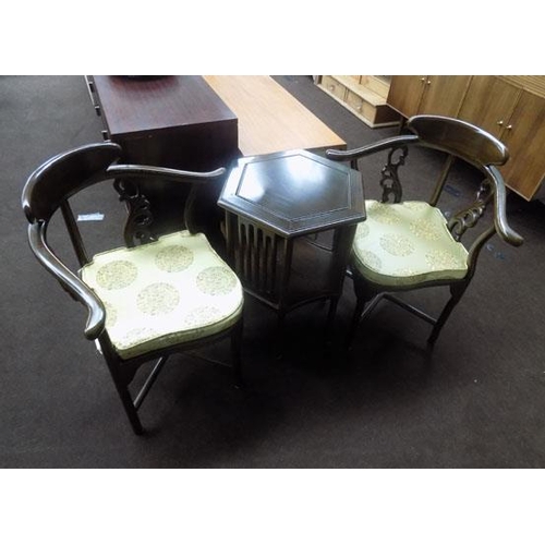 521 - Beautiful carved Chinese table and two chairs