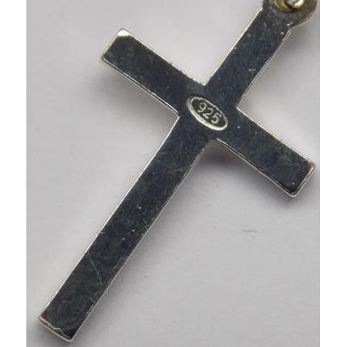 122 - 925 silver cross on silver chain - approx. 18