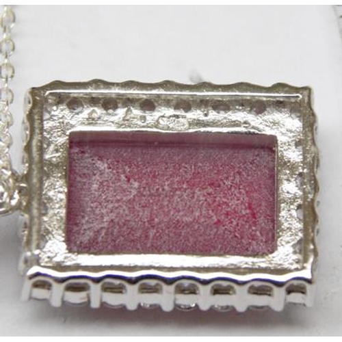 299 - Silver & ruby pendant on silver chain