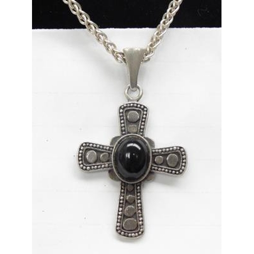 107 - 925 silver cross on silver chain - approx. 18