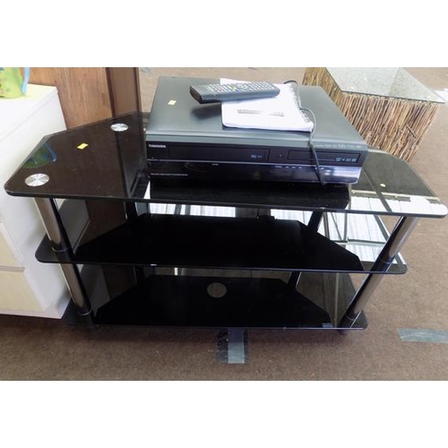 518 - TV stand & Toshiba recorder with remote, remote in office