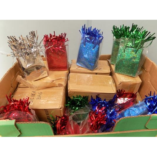 55 - Box of gift bag balloon weights - blue, green, silver and red