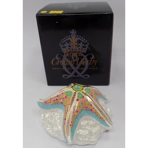 9 - Royal Crown Derby starfish pop paperweight with gold stopper