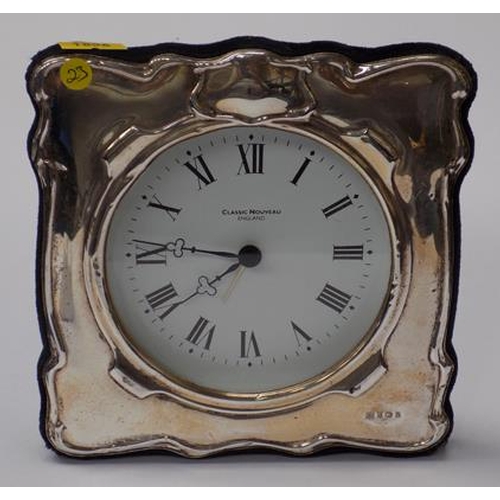 104 - Sterling silver clock classic noveau - Birmingham circa 1996 maker PJP