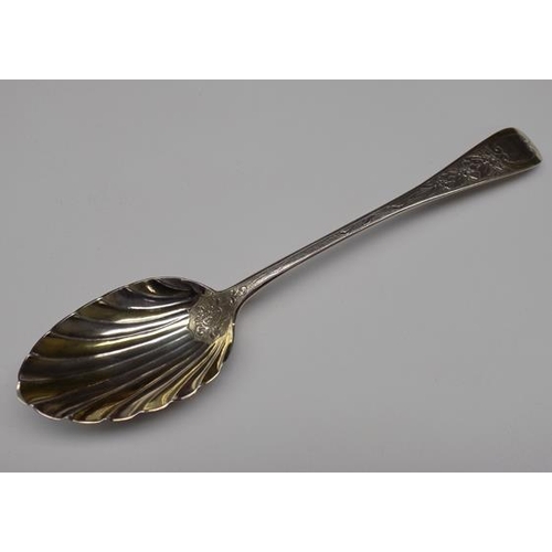 111 - Early Victorian silver scalloped spoon, London, circa 1838