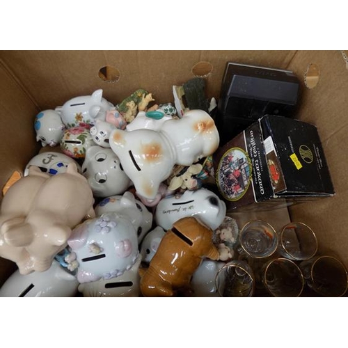 3 - Box of mixed collectables incl. pigs