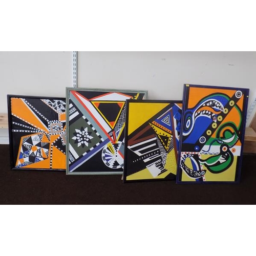 30 - 4x African abstract artworks by local artist