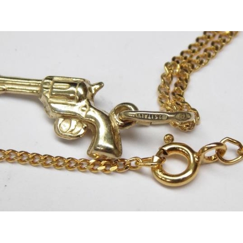 247 - Gold on 925 silver pistol necklace, approx. 18