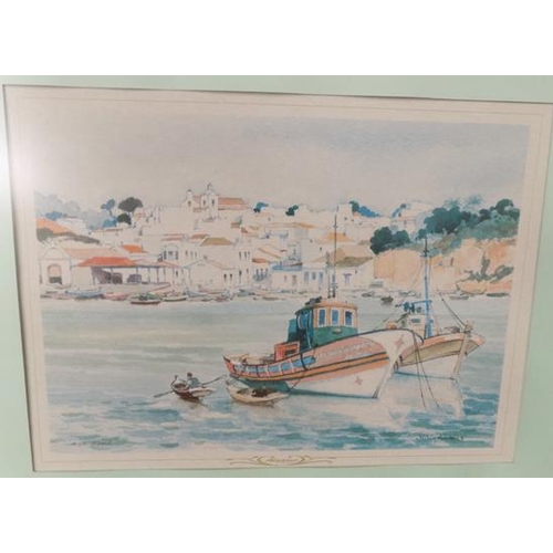 28 - Two watercolours of the Algarve, framed by Julio Amaro