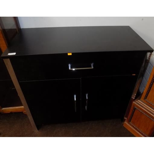 552a - 1 Drawer 2 door black ash effect sideboard