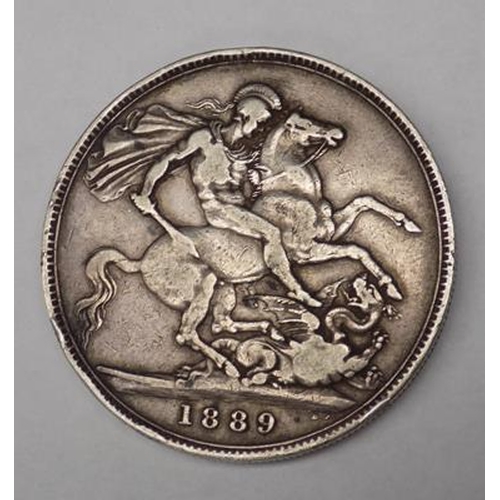 116 - Solid silver 1889 crown