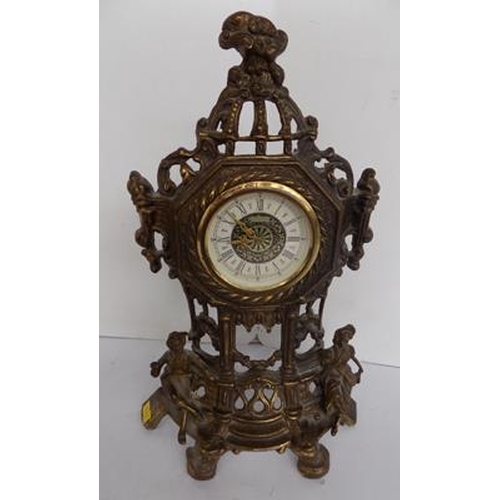 66 - Ornate French style brass clock