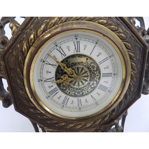 66 - Ornate French style brass clock