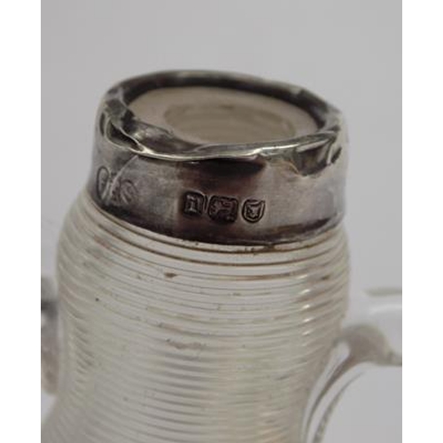 99 - Antique silver mounted glass match striker (unusual style) with slight damage to silver mount-London... 