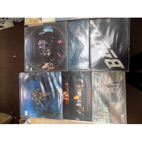 2 - Box of records, incl. Deep Purple, Fairport, Who, Bad Co., Santana, Moody Blues, Tull