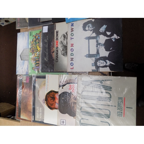 9 - Box of LPs incl. Led Zepplin, Pink Floyd, Kinks, Dylan, Bowie, The Who etc...