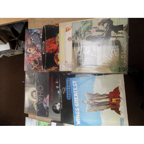 9 - Box of LPs incl. Led Zepplin, Pink Floyd, Kinks, Dylan, Bowie, The Who etc...