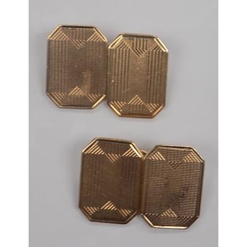 128 - Pair of 9ct gold art deco cufflinks