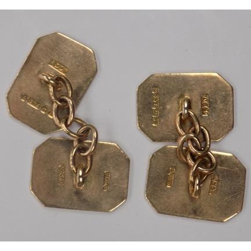 128 - Pair of 9ct gold art deco cufflinks