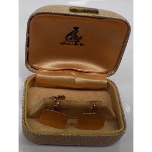 128 - Pair of 9ct gold art deco cufflinks