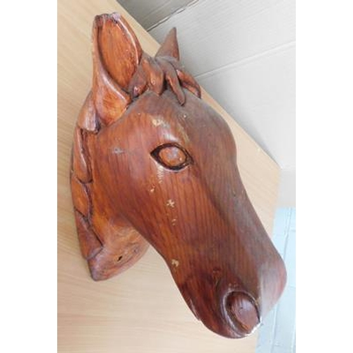 10a - Large wooden horses head-slight damage to one ear approx 15x10