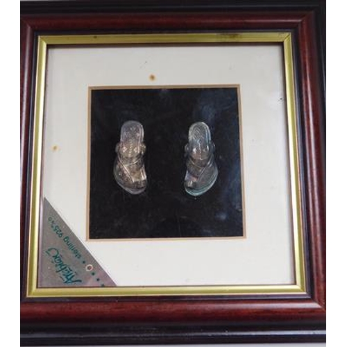 114 - Sterling silver sandals in frame