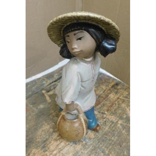 146 - Lladro girl with 2 baskets approx 7