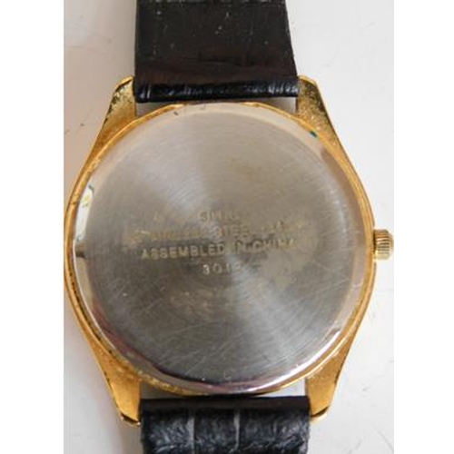 155 - Accurist 15ct gold plated gents quartz watch SP1/4 detailed to back