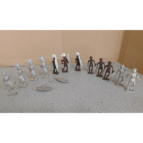 201 - Collection of steadfast white metal warriors 12 figures c1950-some arms off