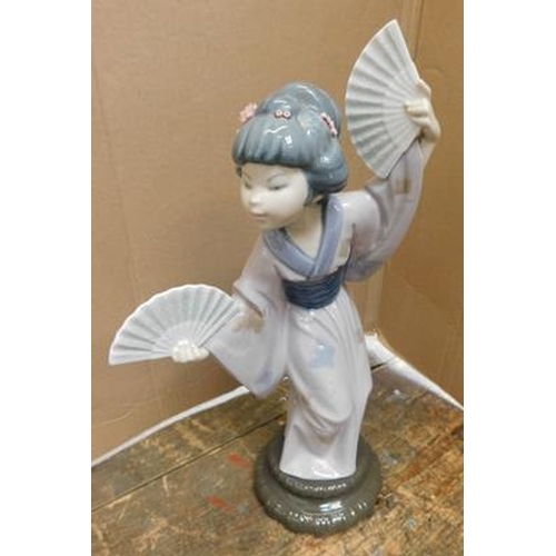 222 - Lladro Japanese with fans approx 11.75