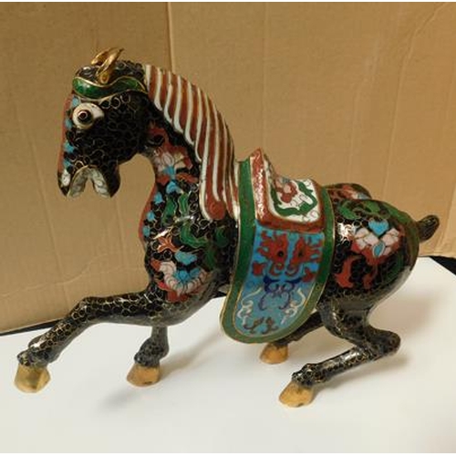 237 - Cloisonne horse stands 9