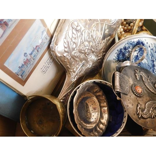 47 - Collection of antique & vintage items inc hallmarked silver, hat pins, knives, watches + 1950's albu... 