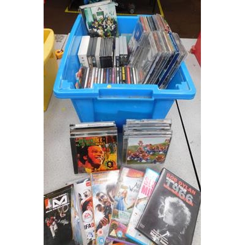 672 - Box of mixed CD's (approx 100) + DVD's