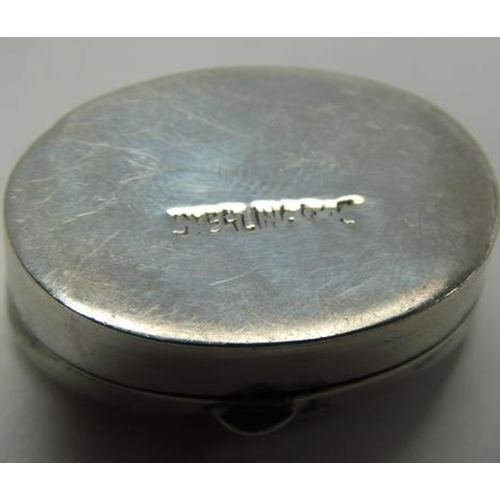 97 - Silver pill box with patterned top