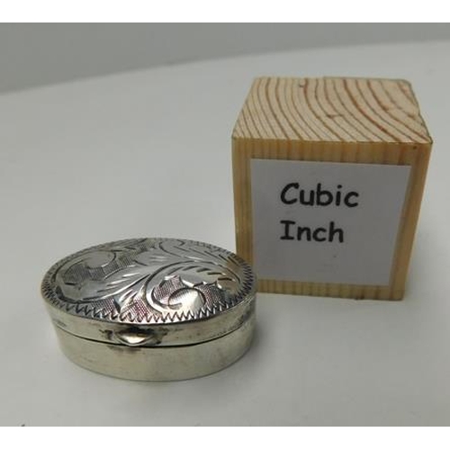 97 - Silver pill box with patterned top