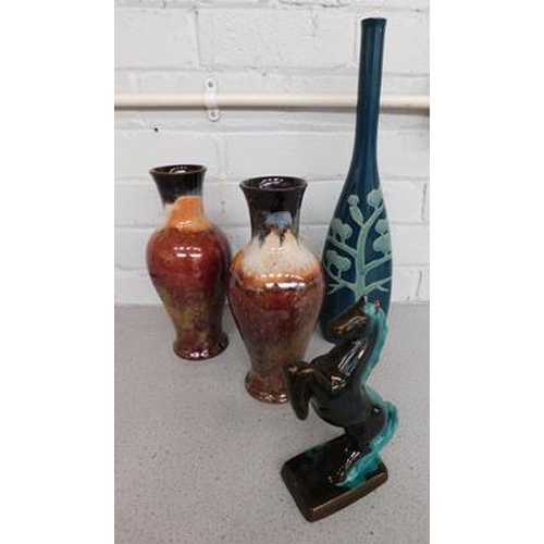 106 - Pair of glazed vases + 2 others