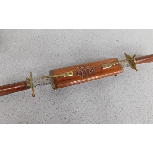 70 - Vintage walnut and brass carving set