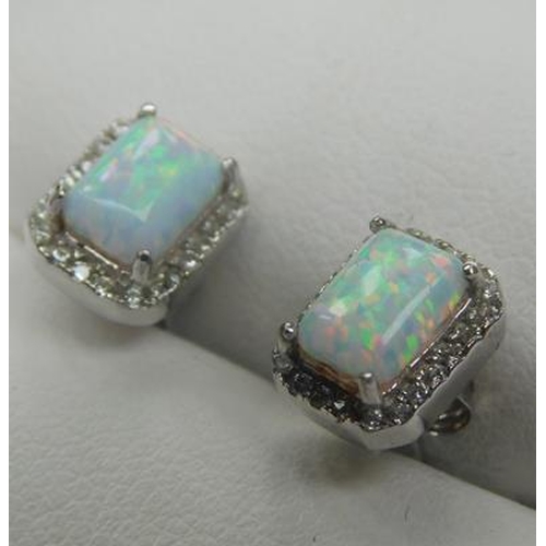 234 - Pair of silver & opal set earrings