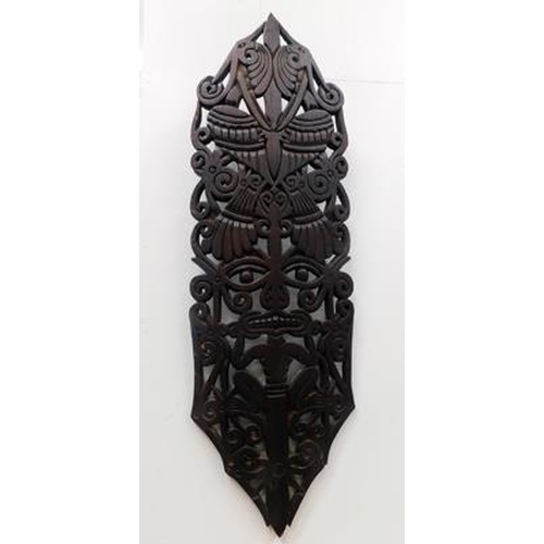 11 - Large wooden carved tribal wall mount, approx. 41 inches