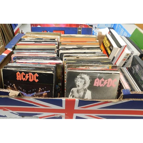 37 - Box of rock singles, CDs & memorabilia, incl. AC/DC, Deep Purple, Iron Maiden, Queen