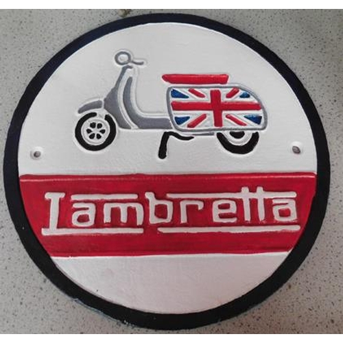 40 - Round Lambretta cast iron plaque - 11.5