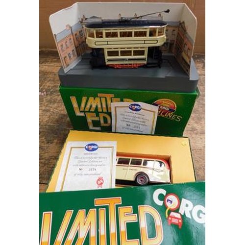 42 - Corgi ltd. Bedford OB Coach (no.2578) with certificate and Corgi Tram