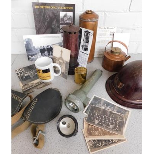 50 - Large collection of vintage mining items incl torch, helmet, copper items, photos etc.