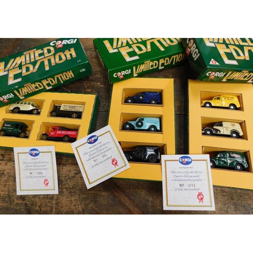 59 - 3x Corgi ltd. Van sets; Cameo, Morris Minor and Ford popular sets