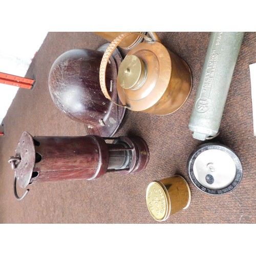 50 - Large collection of vintage mining items incl torch, helmet, copper items, photos etc.