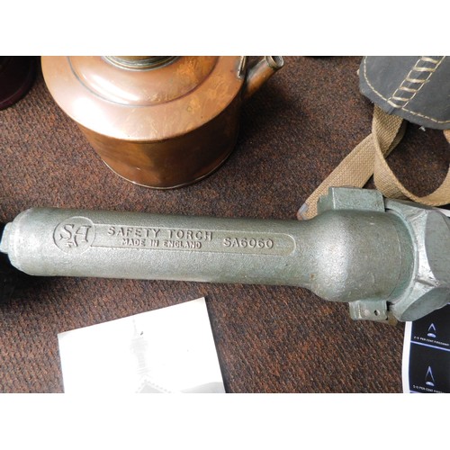 50 - Large collection of vintage mining items incl torch, helmet, copper items, photos etc.