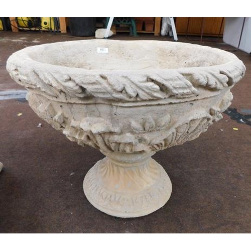 663 - Large stoneware floral 2 piece planter (bowl & base)