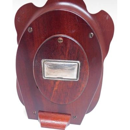 103 - R Carr silver teak mantle clock in working order