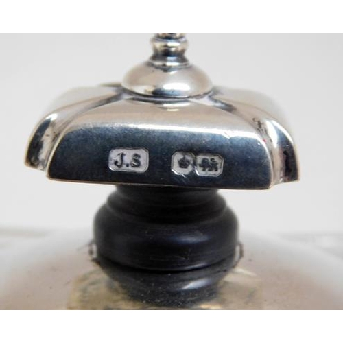 105 - Silver 3 piece tea set, Stevensons & Law of Sheffield 1917. Ivory insulators and engraving.